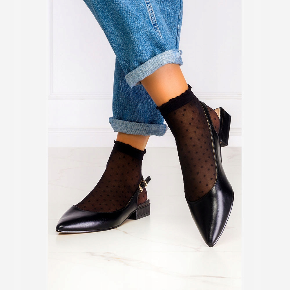 BALERINY DAMSKIE BUTY Z ODKRYTĄ PIĘTĄ SZPIC r 39 Oryginalne opakowanie producenta pudełko