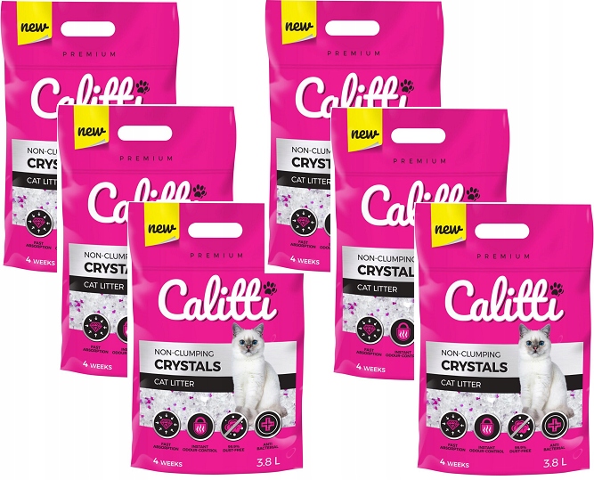 Żwirek silikonowy dla kota Calitti Crystals 6x3,8L Zestaw