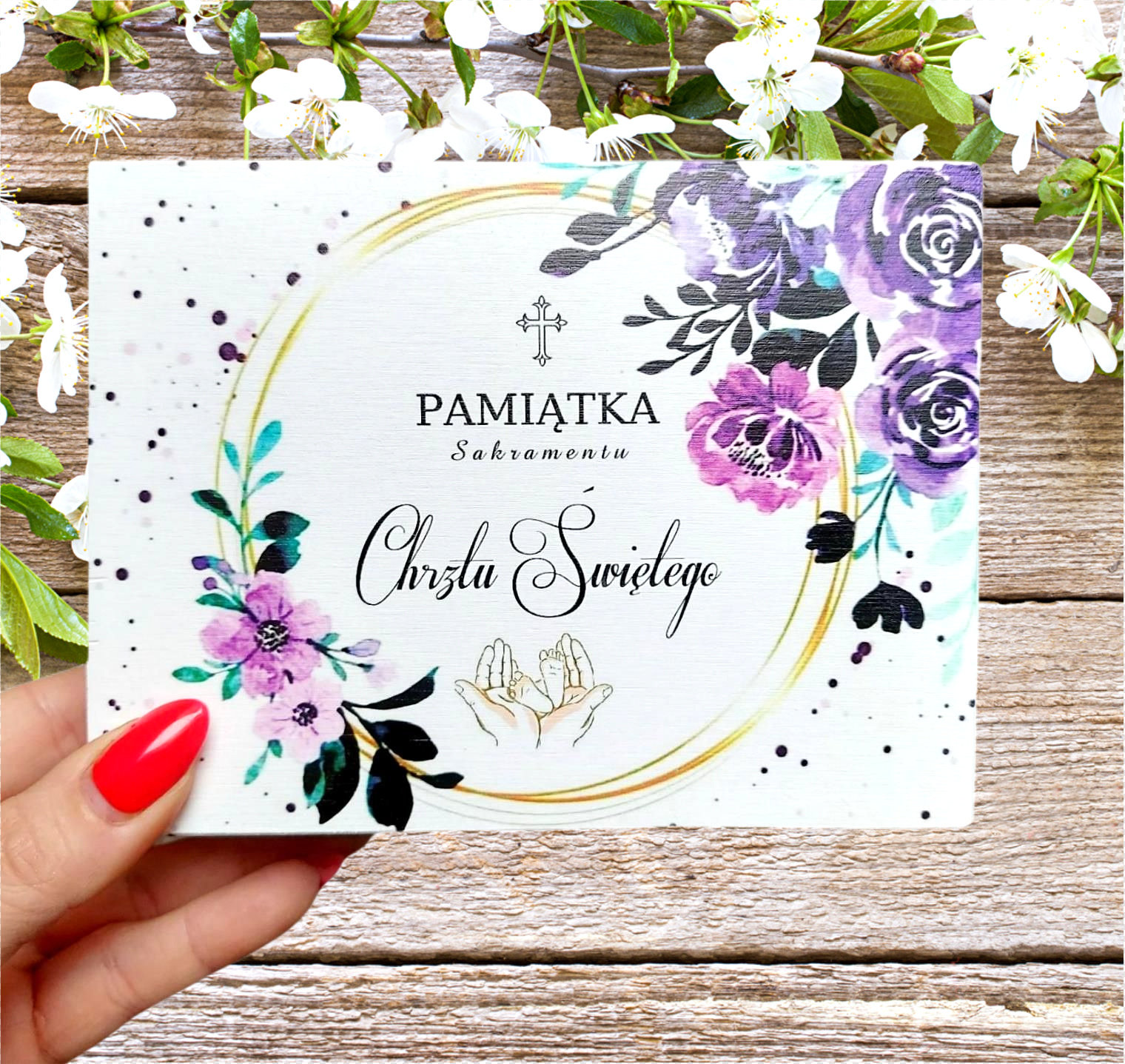 Pamiątka Chrztu podziękowanie BIAŁE Różaniec WZORY Okazje chrzest