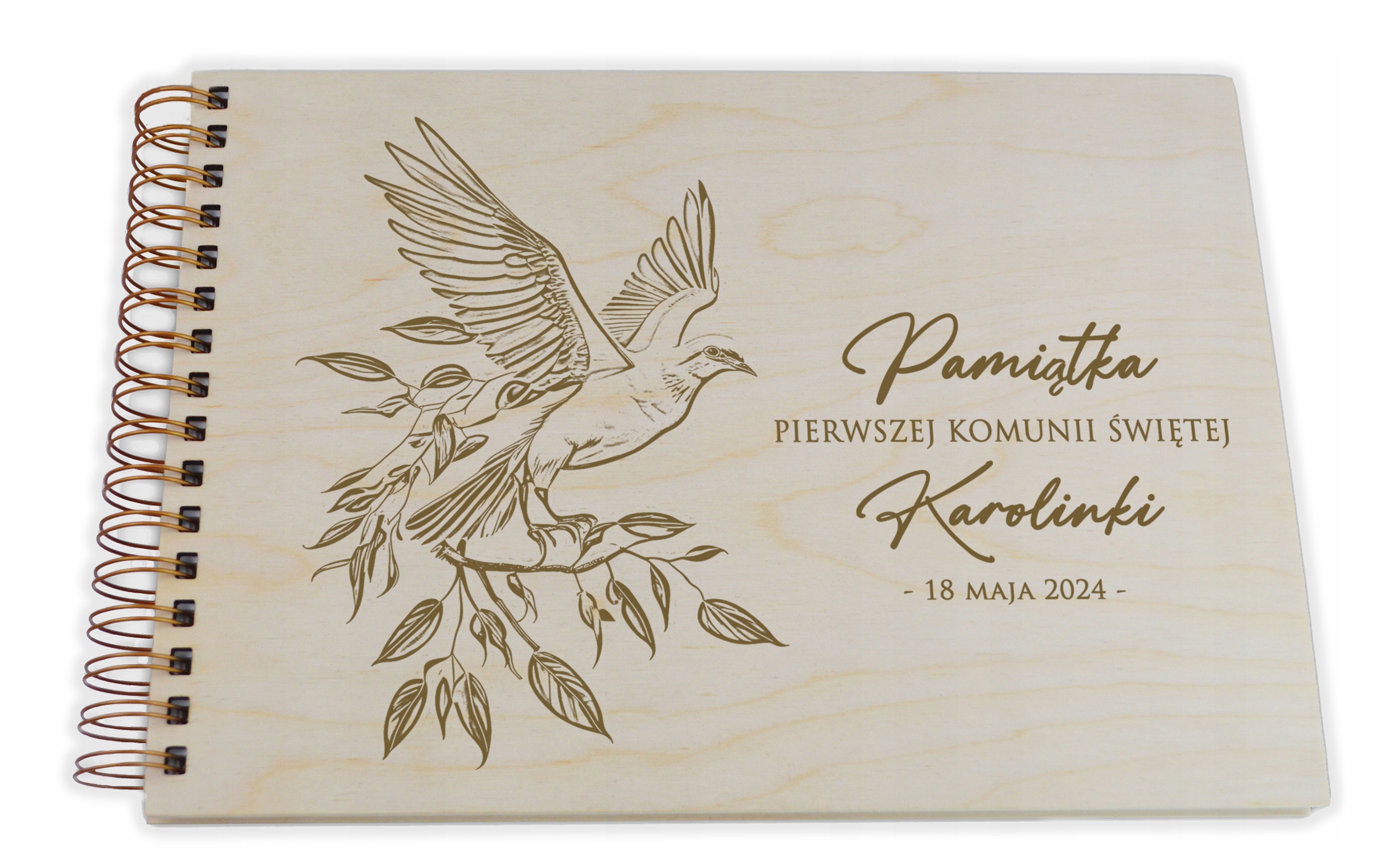 Album drewniany grawerowany z okazji KOMUNII na prezent - nowość 2024