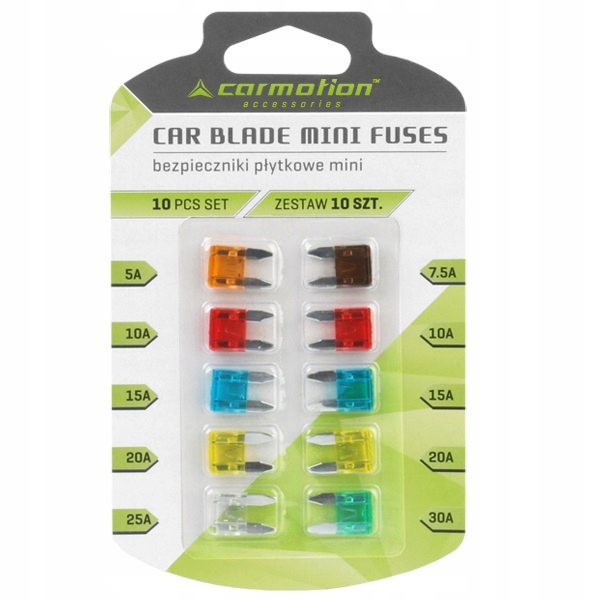 Bezpieczniki płytkowe MINI 5 - 30A kpl 10sztuk