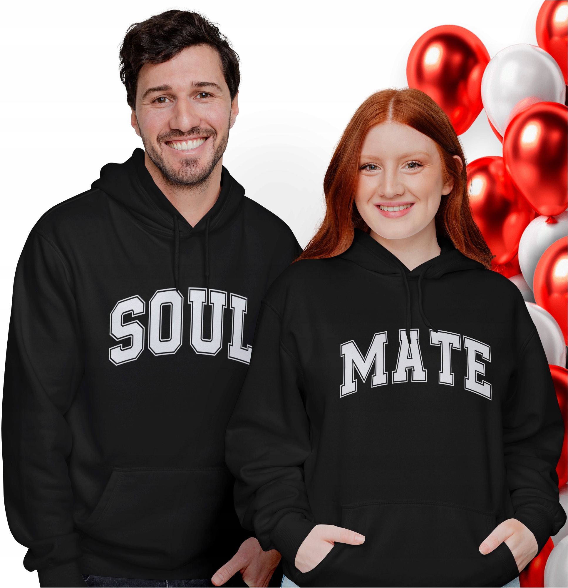Mikiny pro páry Dárek k Valentýnu Soul Mate Dámská pánská sada