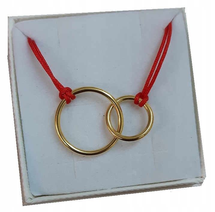 

Złota bransoletka sznurkowa obręcze dwa kółka 925