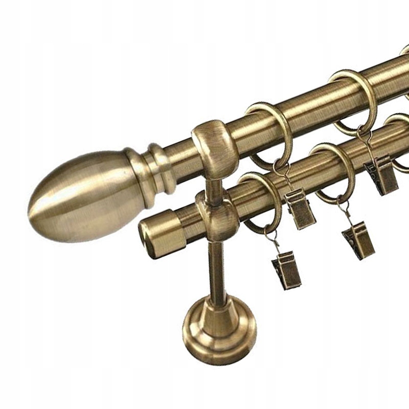 

Karnisz podwójny ścienny metalowy złoty 170 cm