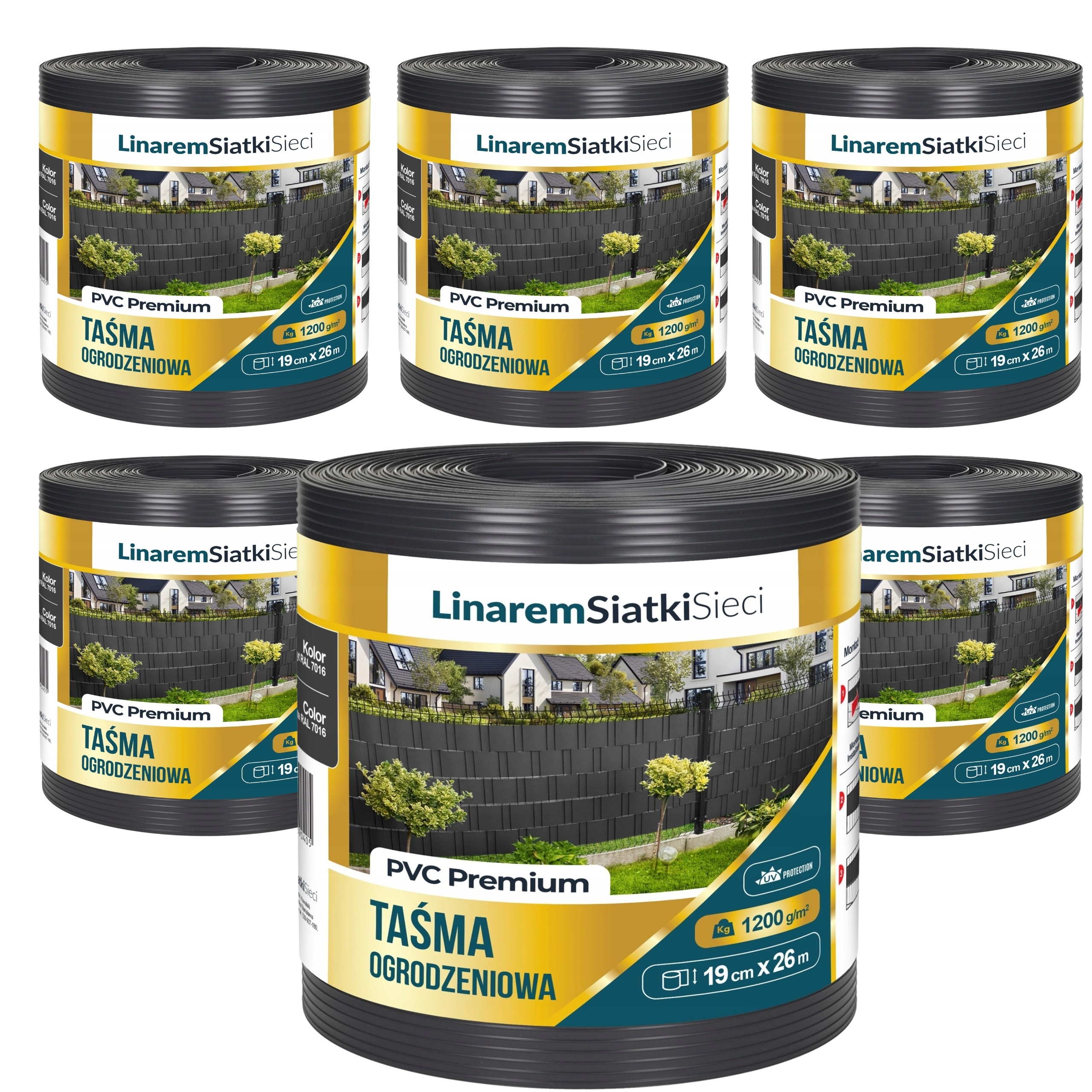 Taśma Ogrodzeniowa Premium 1200g Antracyt Do Ogrodzeń Panelowych 19x26m x6