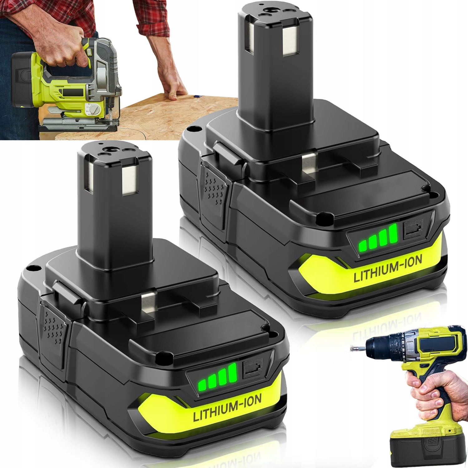 2X Akumulator Bateria 18V 6.0 Ah Do Ryobi P108 RB18L50 RB18L40 RB18L25