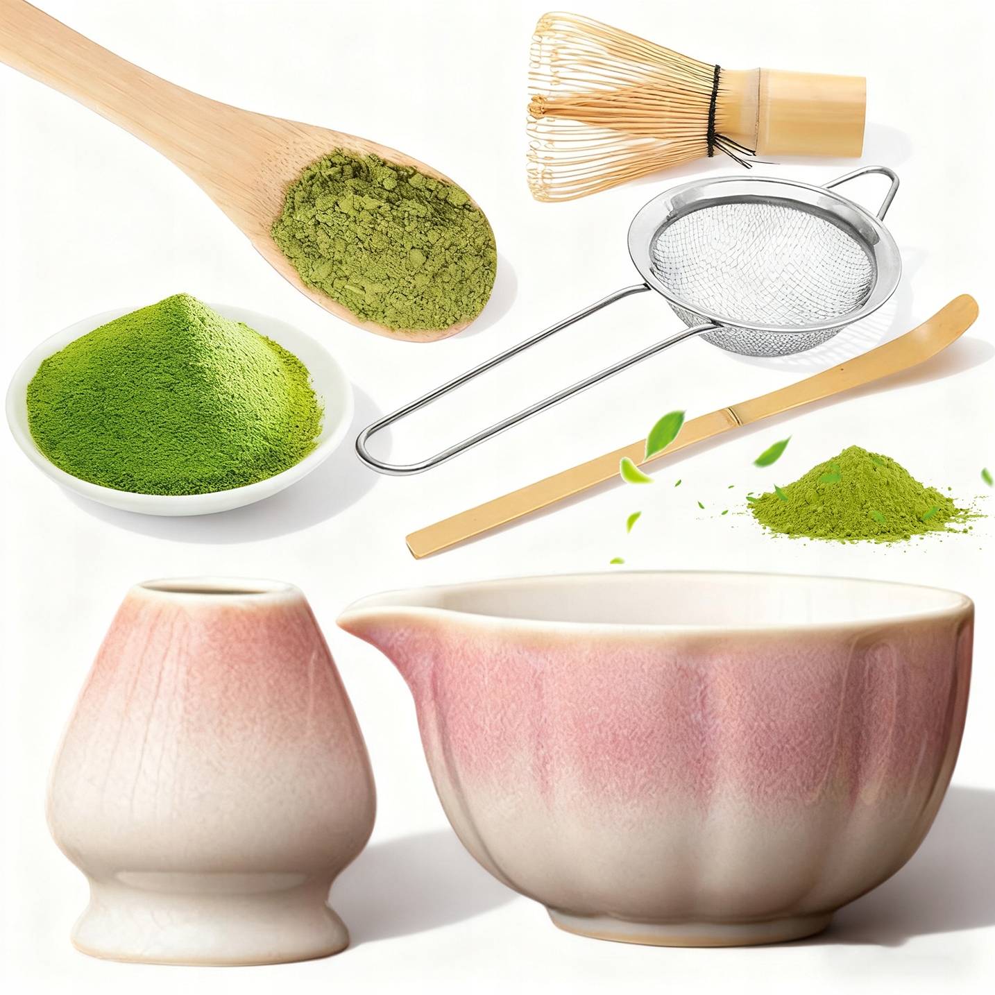 Levně Bambusový Dárková Sada Na Čaj Matchy Chashaku Šlehací Metla Lžíce