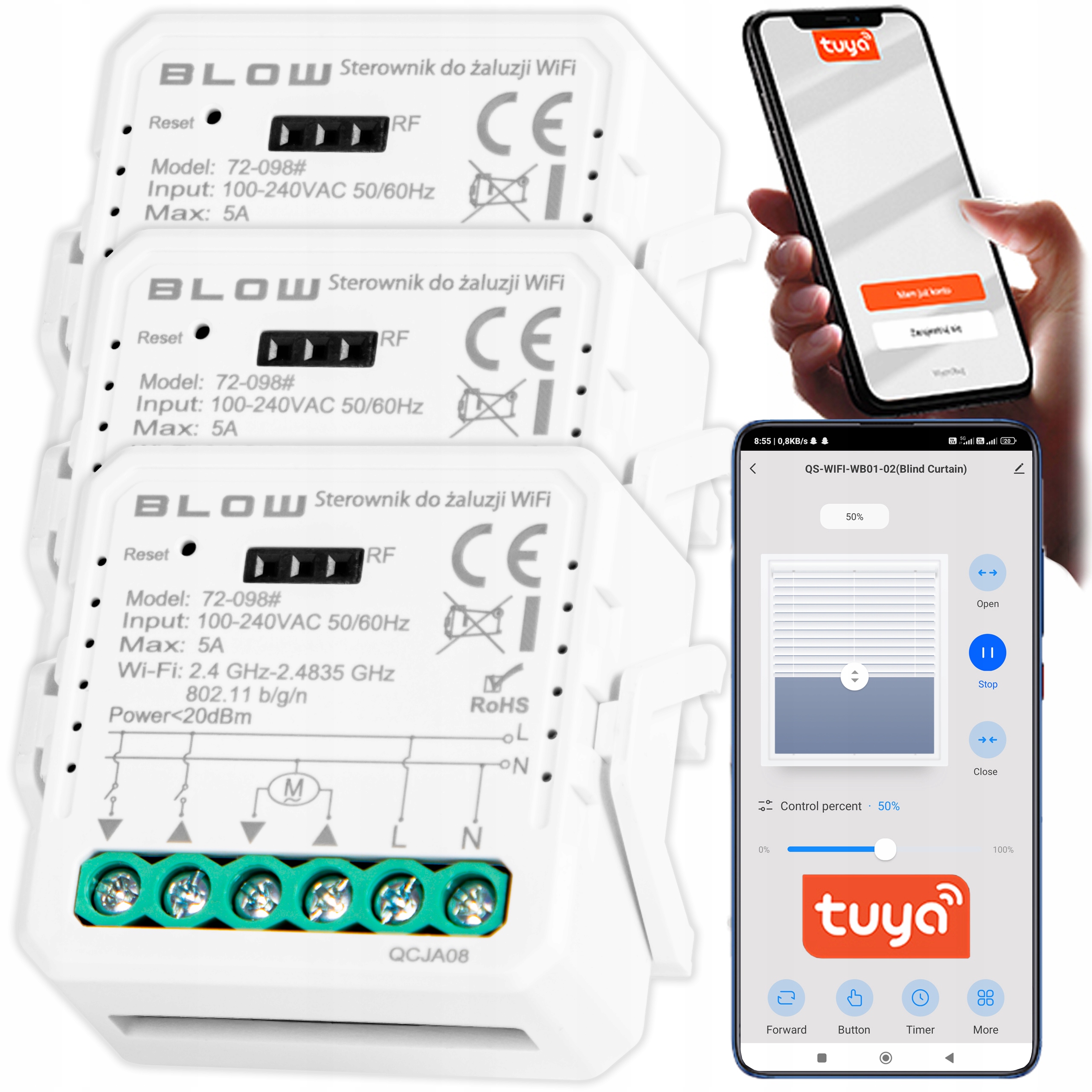3x Ovladač Pro Wifi Žaluzie Tuya Modul Vypínač Rf Smart Mini