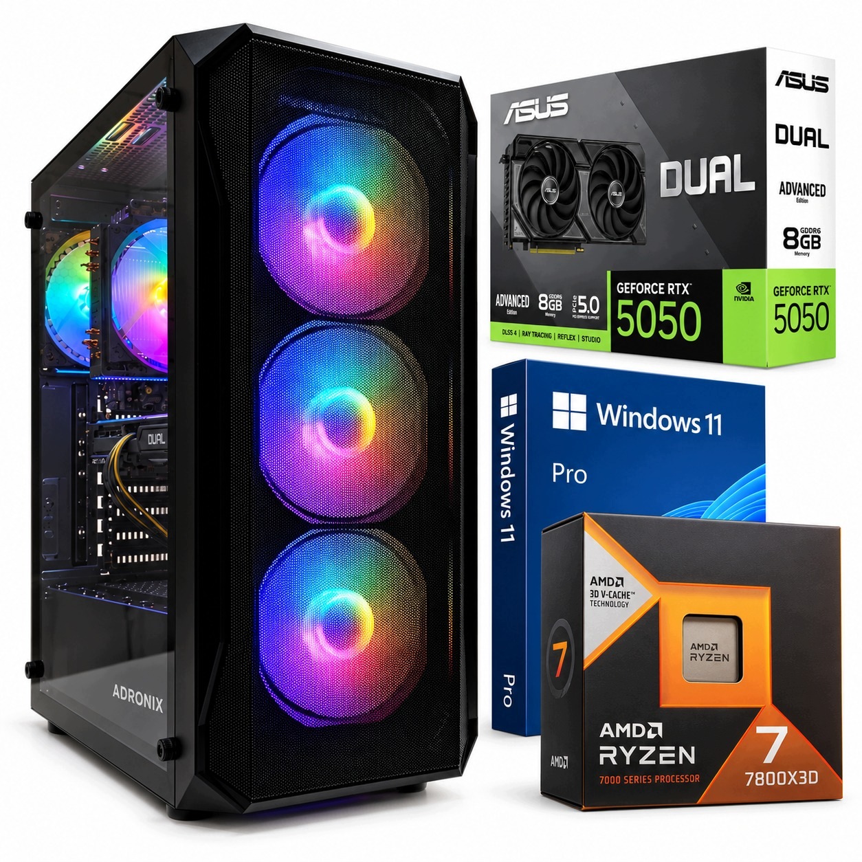 Herní Pc R7 7800X3D 32GB Rtx 5050 8GB 1TB Ssd M.2 Win11