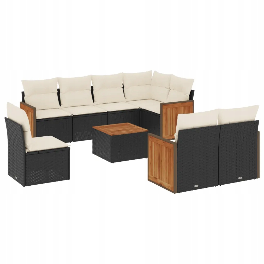 Set zahradního nábytku VidaXL technorattan vidaXL černý 9 el.