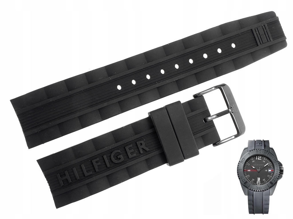 Pásek k hodinkám Tommy Hilfiger pro model 1791042, černý, gumový, originální