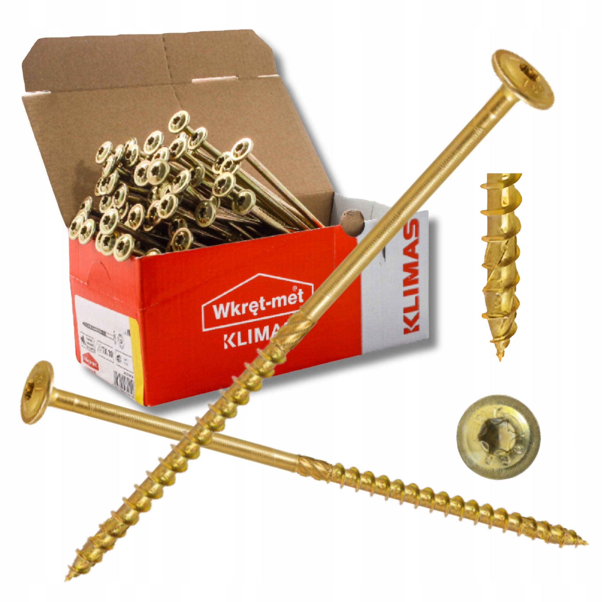 Wkręty ciesielskie 6x260 do drewna łeb talerzowy Wkcp Torx Klimas 100 szt.