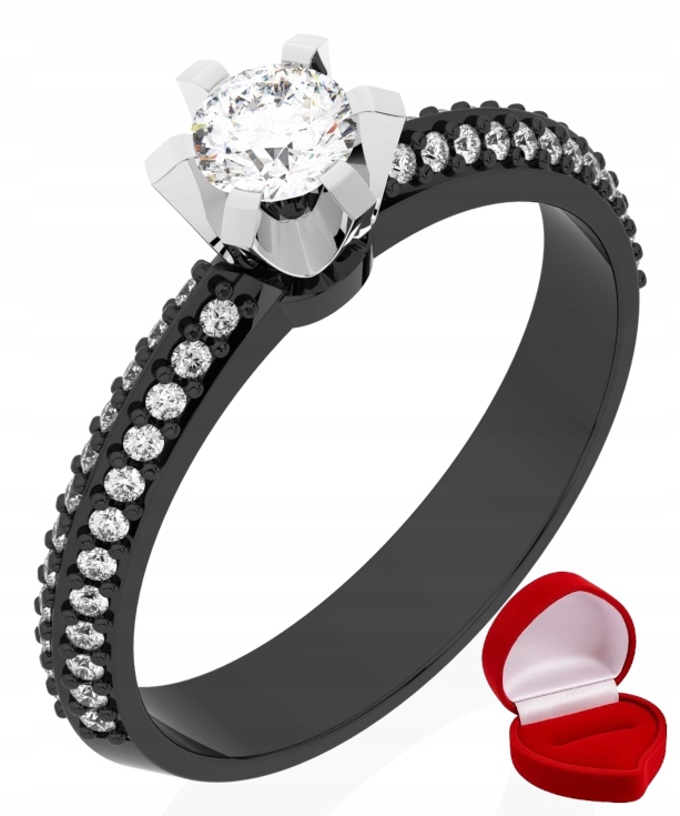 Zlatý Prstýnek 585 14k Brylant 0,24 ct Černé Zlato R30