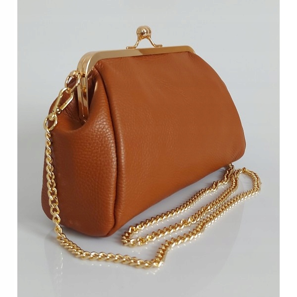 Krásná A Smyslná Psaníčko V Medovém Odstínu Hnědé Barvy – Kožená