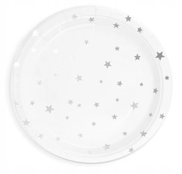 TALERZYKI białe papierowe 8 szt 18 cm urodziny