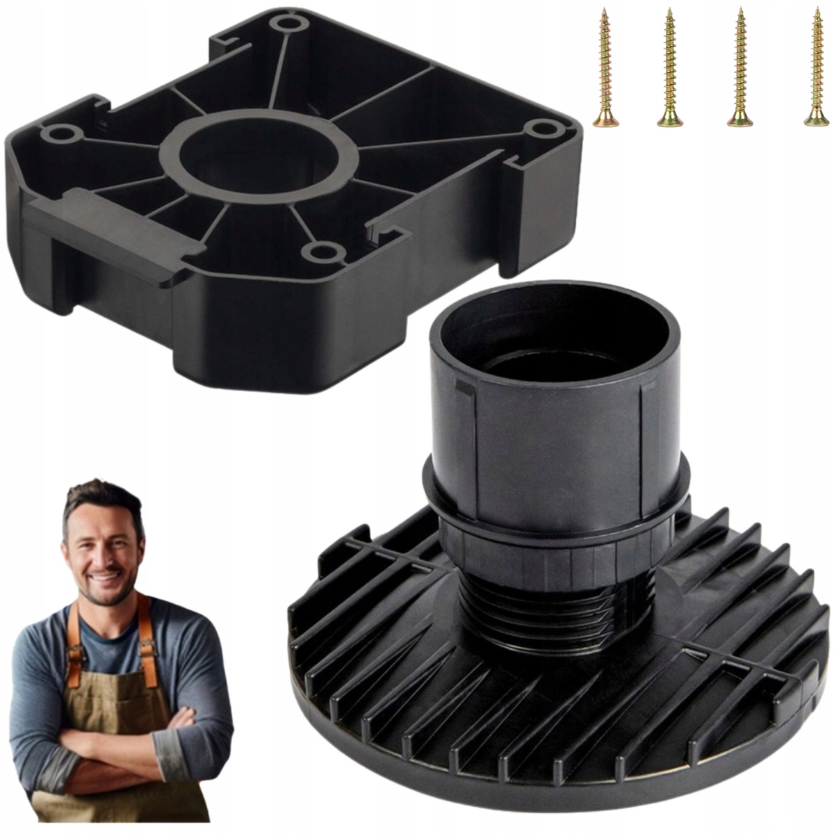 Nábytková noha pre vysoké zaťaženie H-50 mm (43-70 mm) s upevňovacou hlavou 100 ks