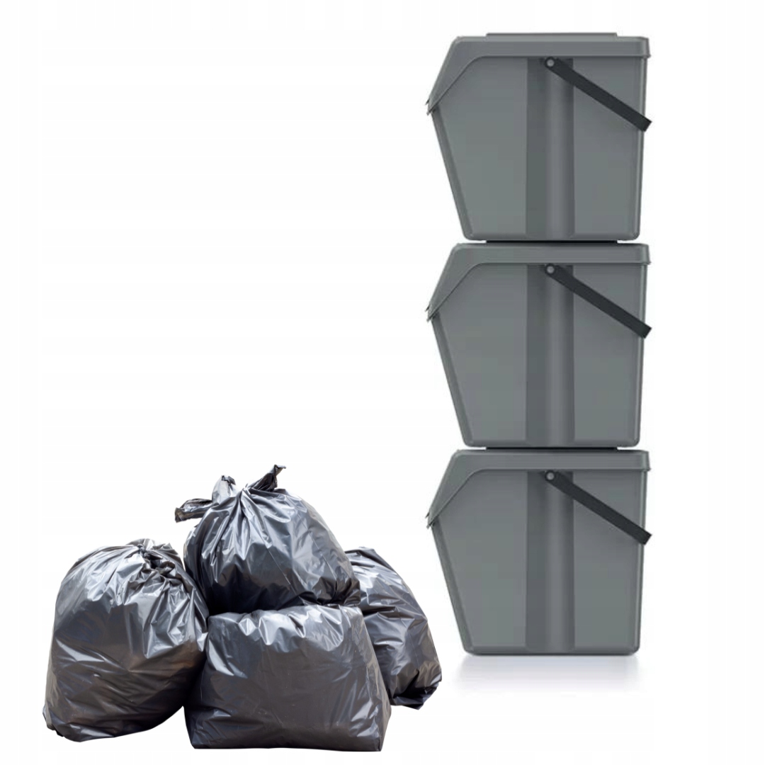 Odpadkový koš, nádoba na tříděný odpad 3x20L, sada odpadkových košů