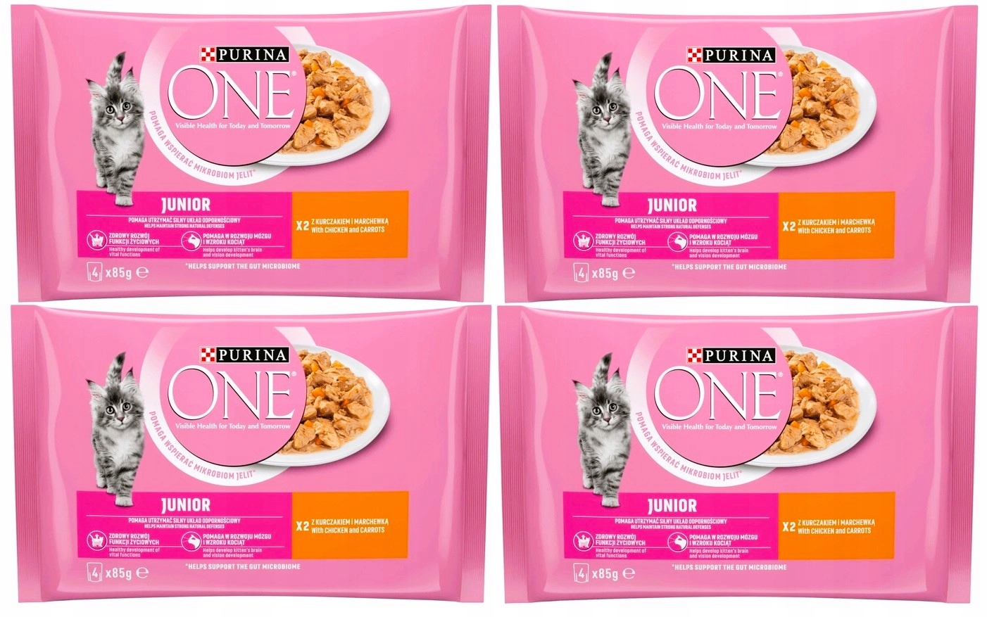 Karma PURINA ONE JUNIOR Kurczak z marchewką 4x 85g EAN (GTIN) 7613287795892