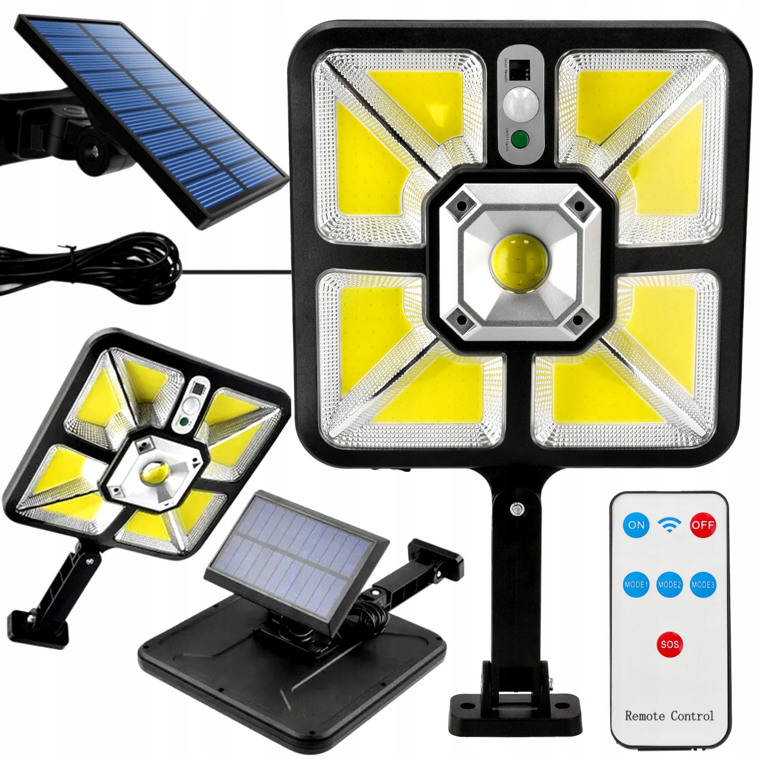 Lampa Solarna Uliczna Z Czujnikiem Ruchu Mocny Solar Z Czujką IP44 + Pilot