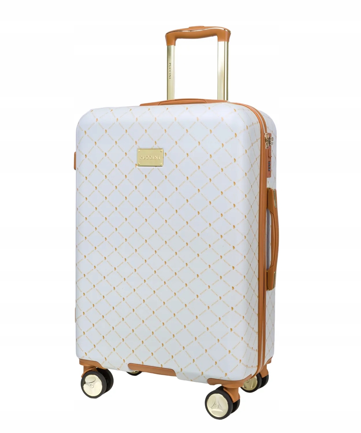 Střední cestovní kufr na kolečkách z tvrdého Abs Puccini bílý ABS023B-0