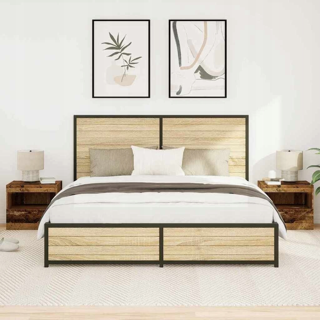 Nočné stolíky s Led lampami 2 kusy Staré drevo 50x40x45 cm