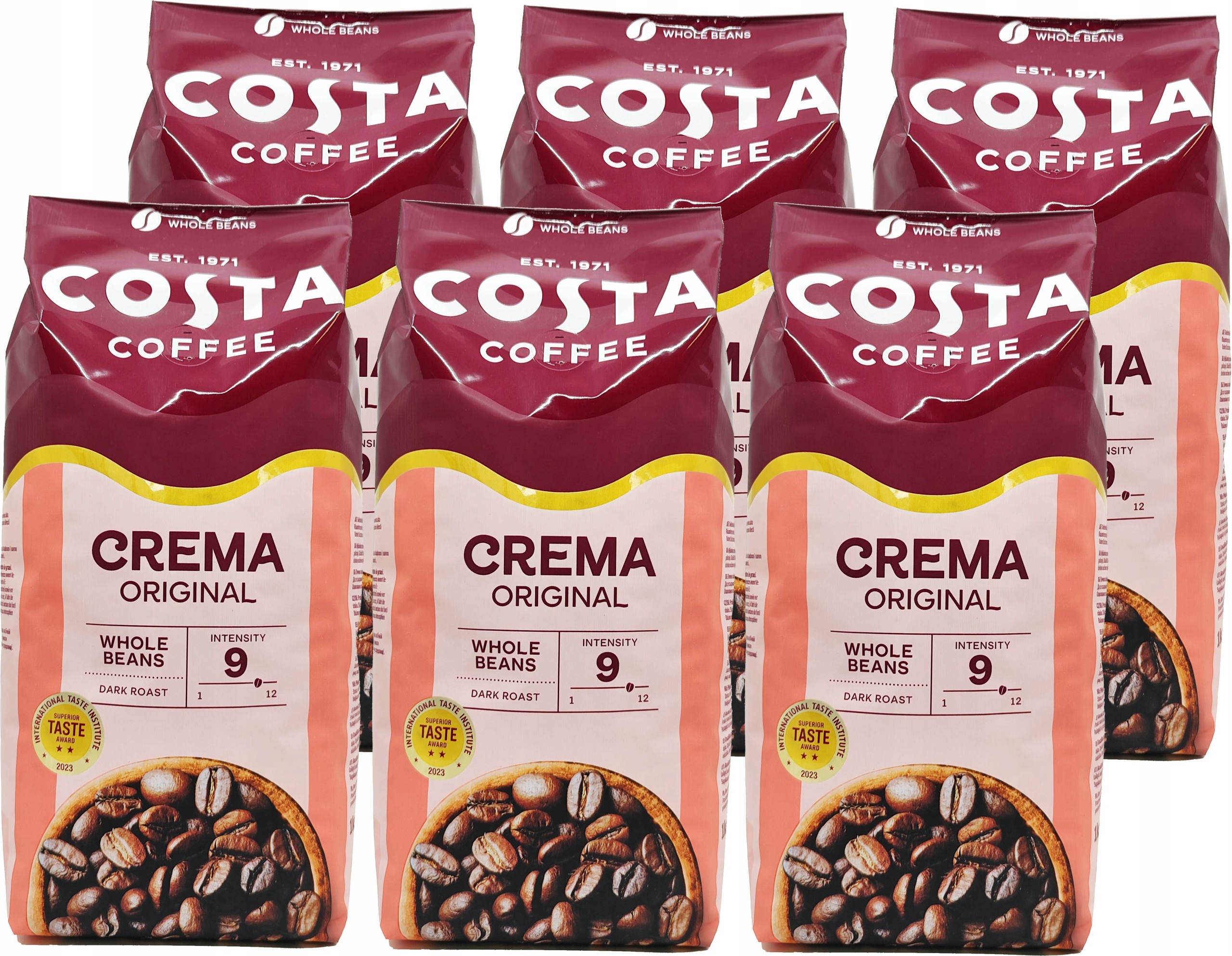 Levně Káva zrnková Costa Crema Original Dark Roast 6 x 1000g
