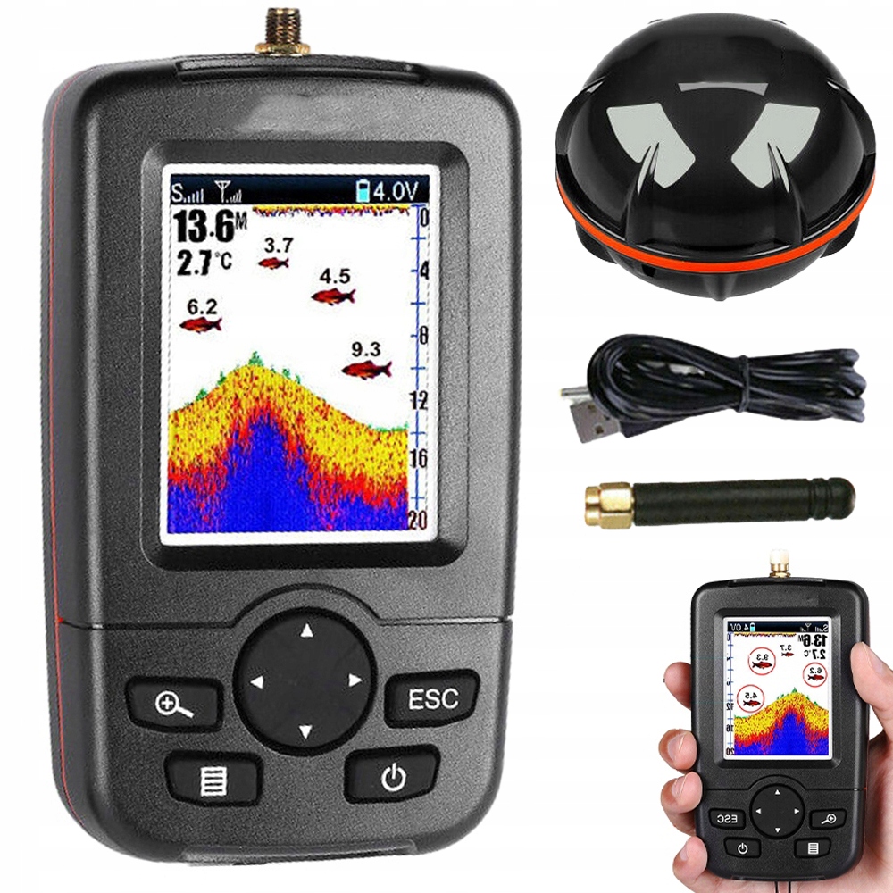 Přijímač Senzoru Sonaru Pro Sonar 100 M Bezdrátový, Černý