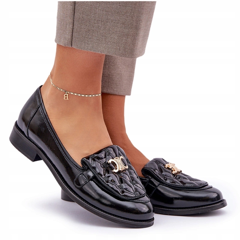 Lakované Mokasíny Z Přírodní Kůže Elegantní Laura Messi 2927 Černé 36