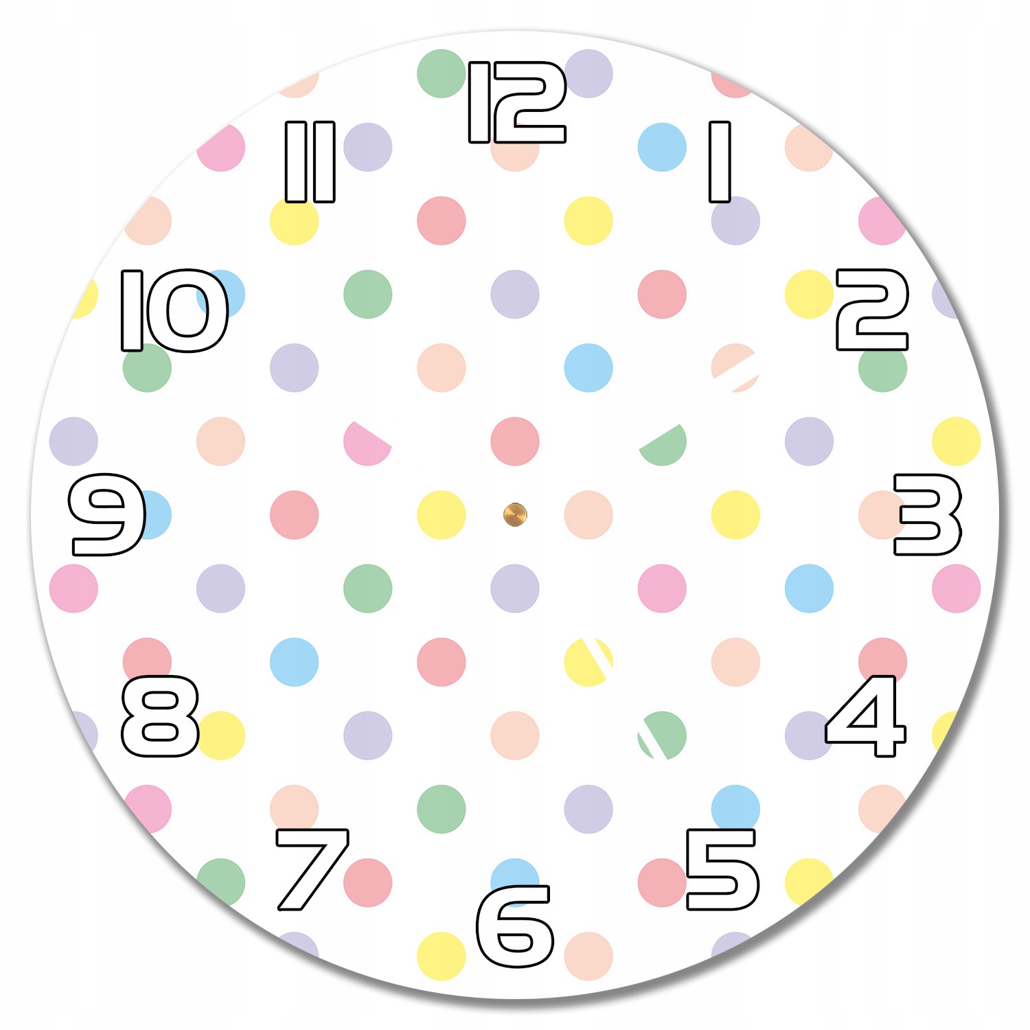 

Nowoczesny zegar szklany Kropki kolorowe f30 cm