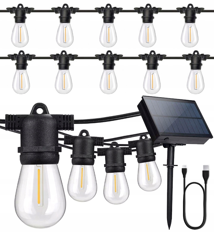 

Girlanda solarna Led Lampki 20 m 20x żarówka Led