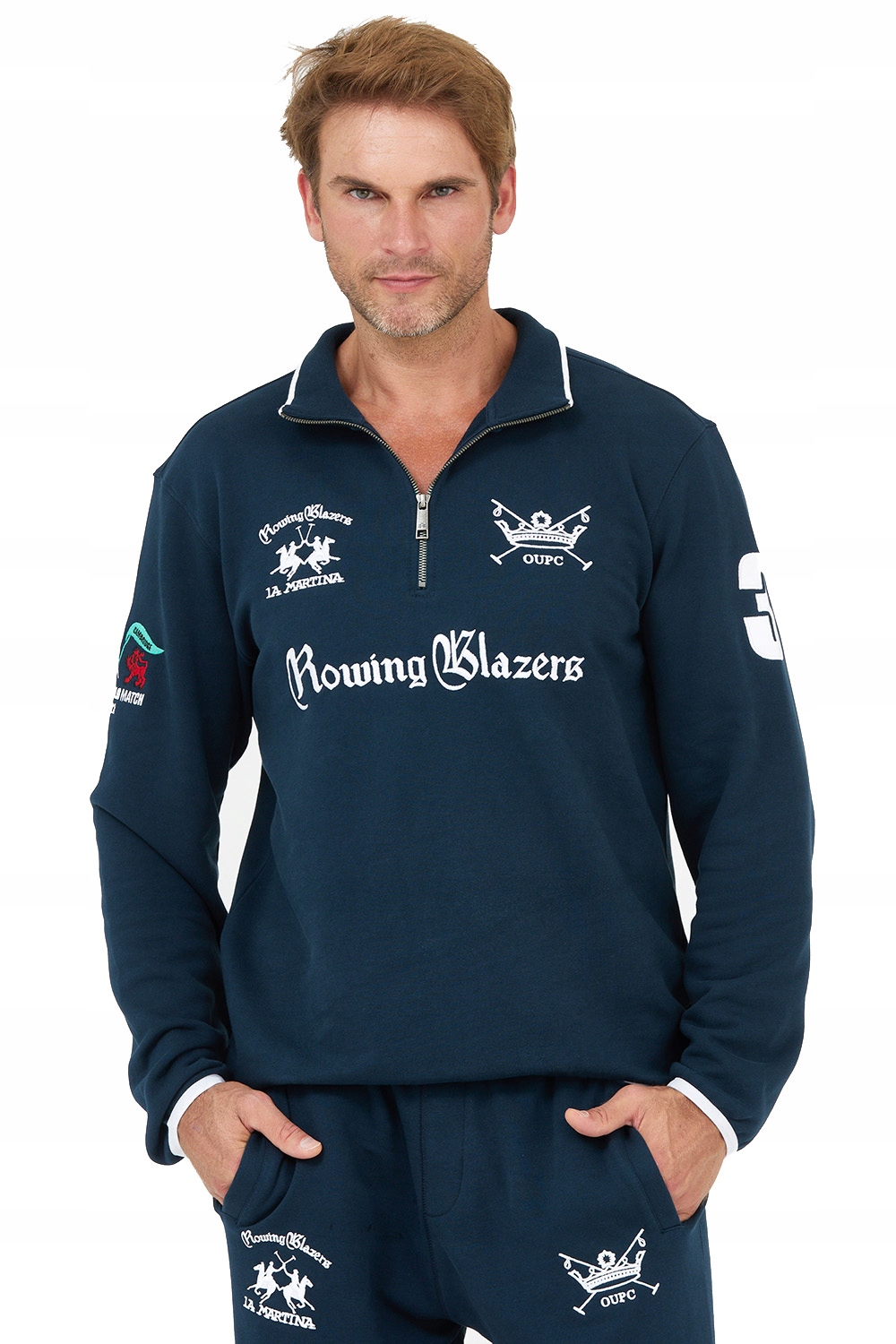 La Martina Tmavě modrá pánská mikina na zip vel. M