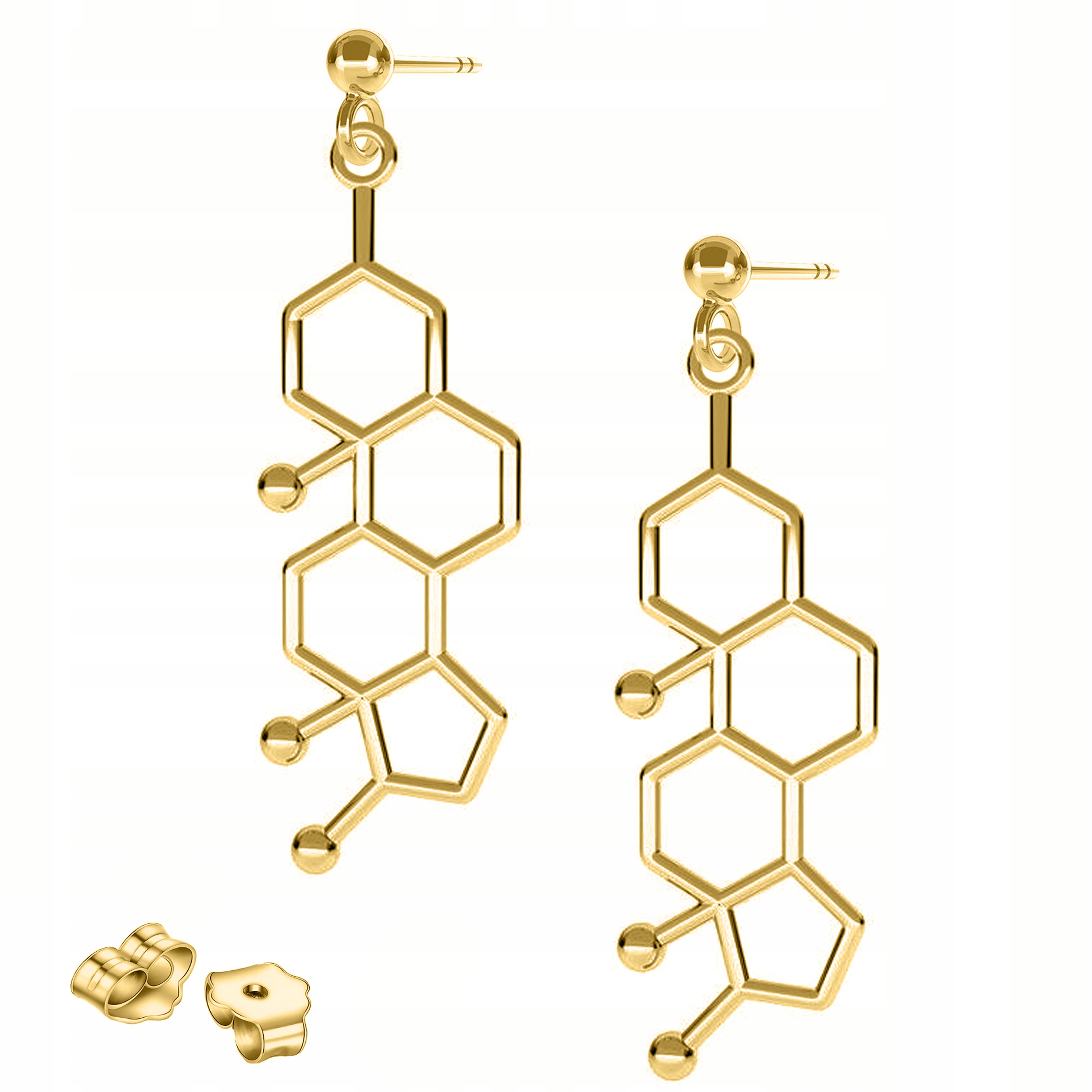 Zlaté Náušnice Vzor Testosteron Dýka s Vzorem Testosteronu Stříbro 925