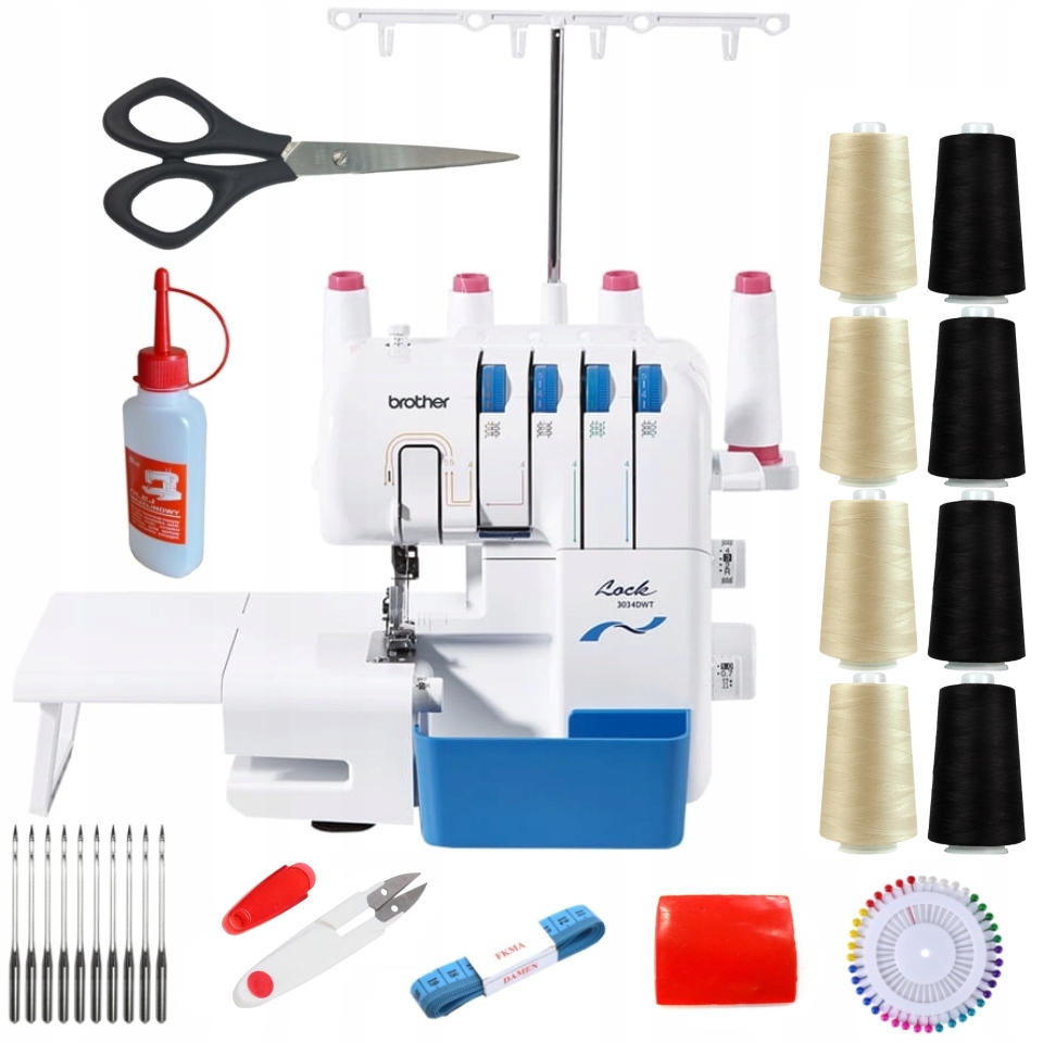 Owerlok overlock maszyna do szycia mocna 4-nitkowy Brother 3034DWT
