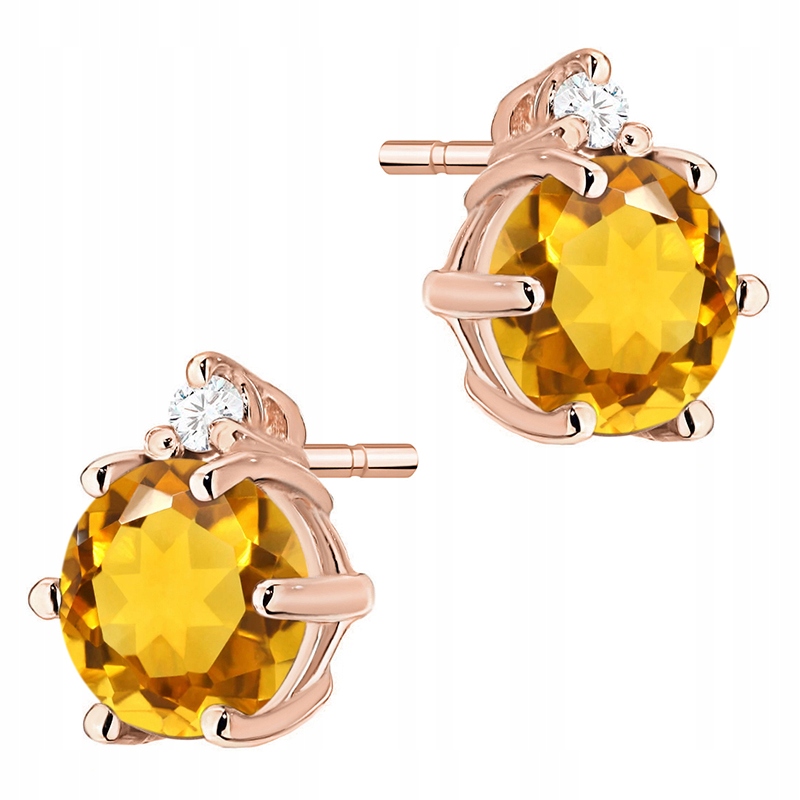 Zlaté Náušnice Dámské Dýka pr. 585 Citron 1,00 ct a Brilianty 14k