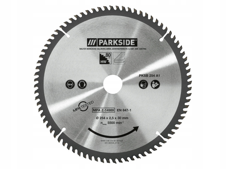 

Parkside Tarcza do piły Ø254mm x 30/16mm 80 zębów