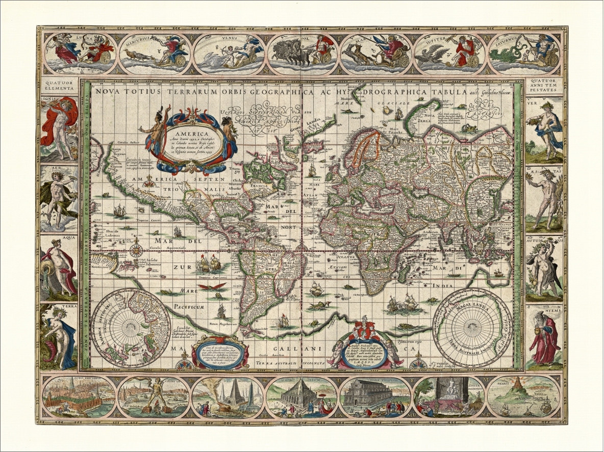 MAPA ŚWIATA PLAKAT 60x80cm 1635r. M73