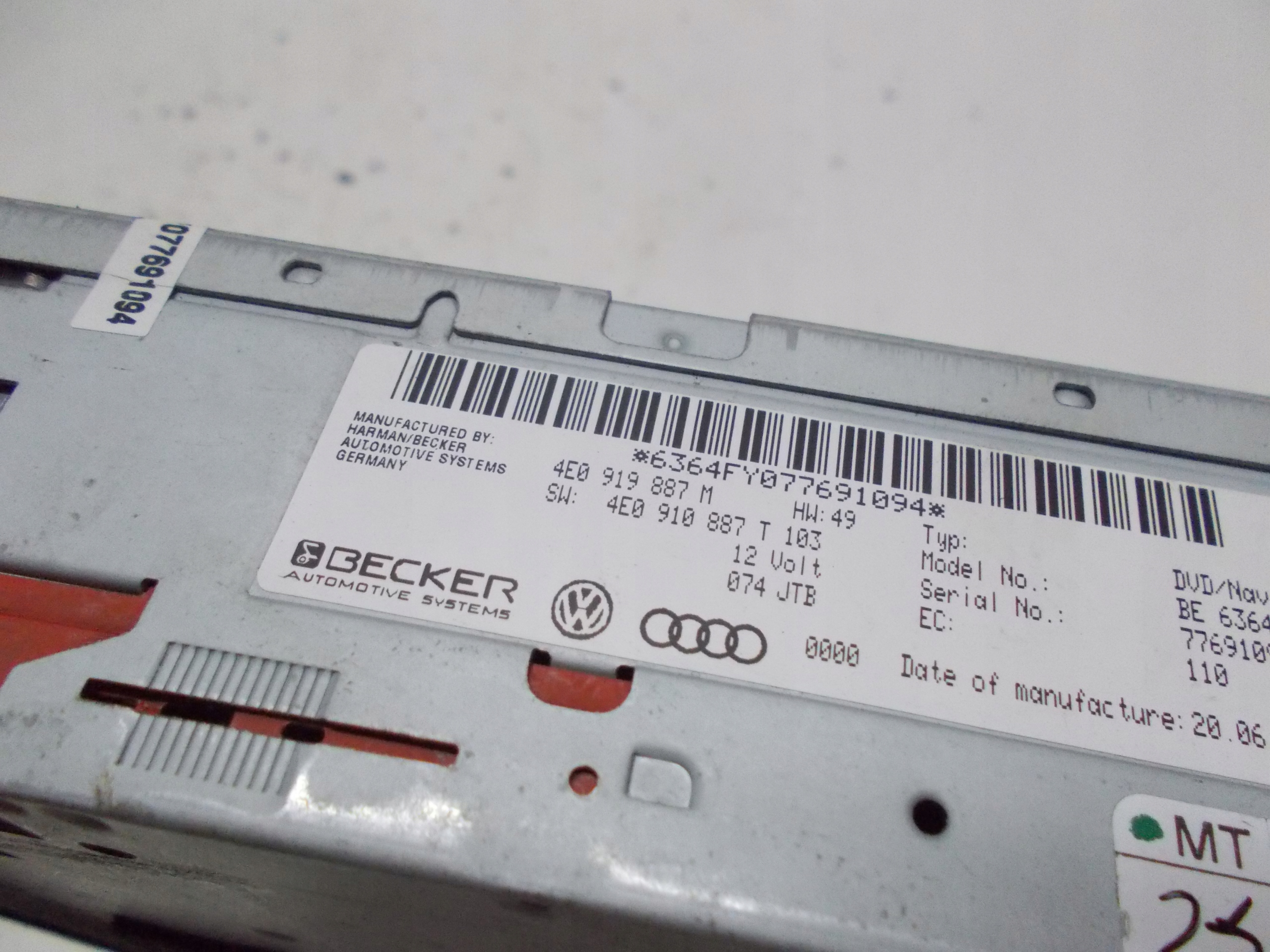 AUDI A6 C6 07R player navigation devices 4E0919887M