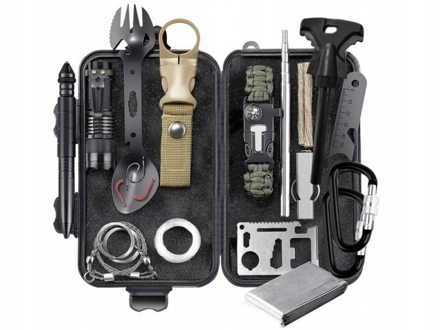 ZESTAW SURVIVALOWY 18W1 PROFESJONALNY NIEZBĘDNIK OUTDOOR ETUI BUSHCRAFT