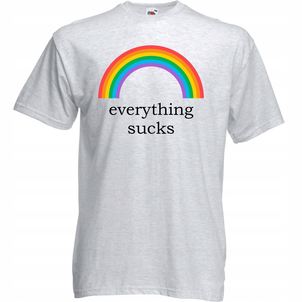 

Koszulka everything sucks tęcza S ash szara