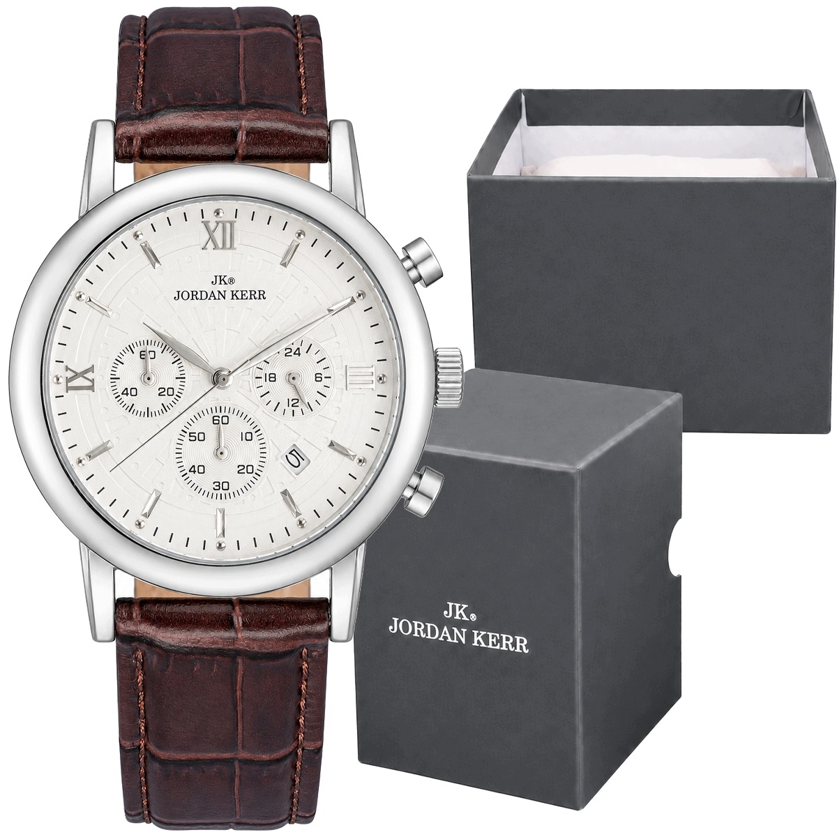 Elegantní kožené pánské hodinky Jordan Kerr M5011 hnědé