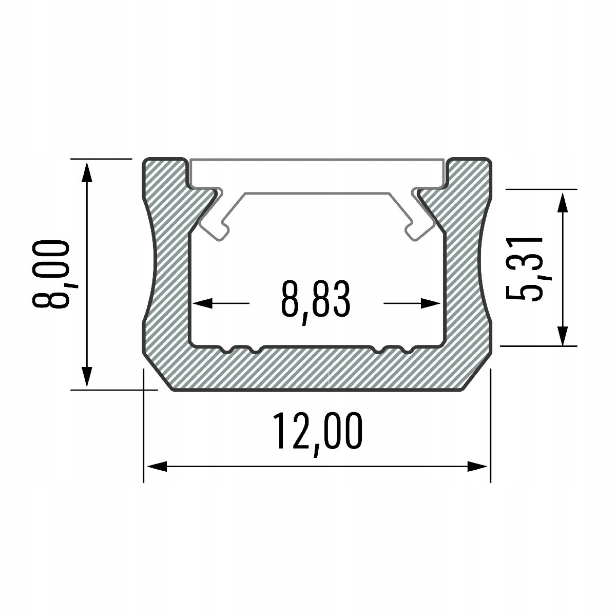 PROFIL TYP X SLIM BIAŁY 1M LUMINES lll Typ profil do LED