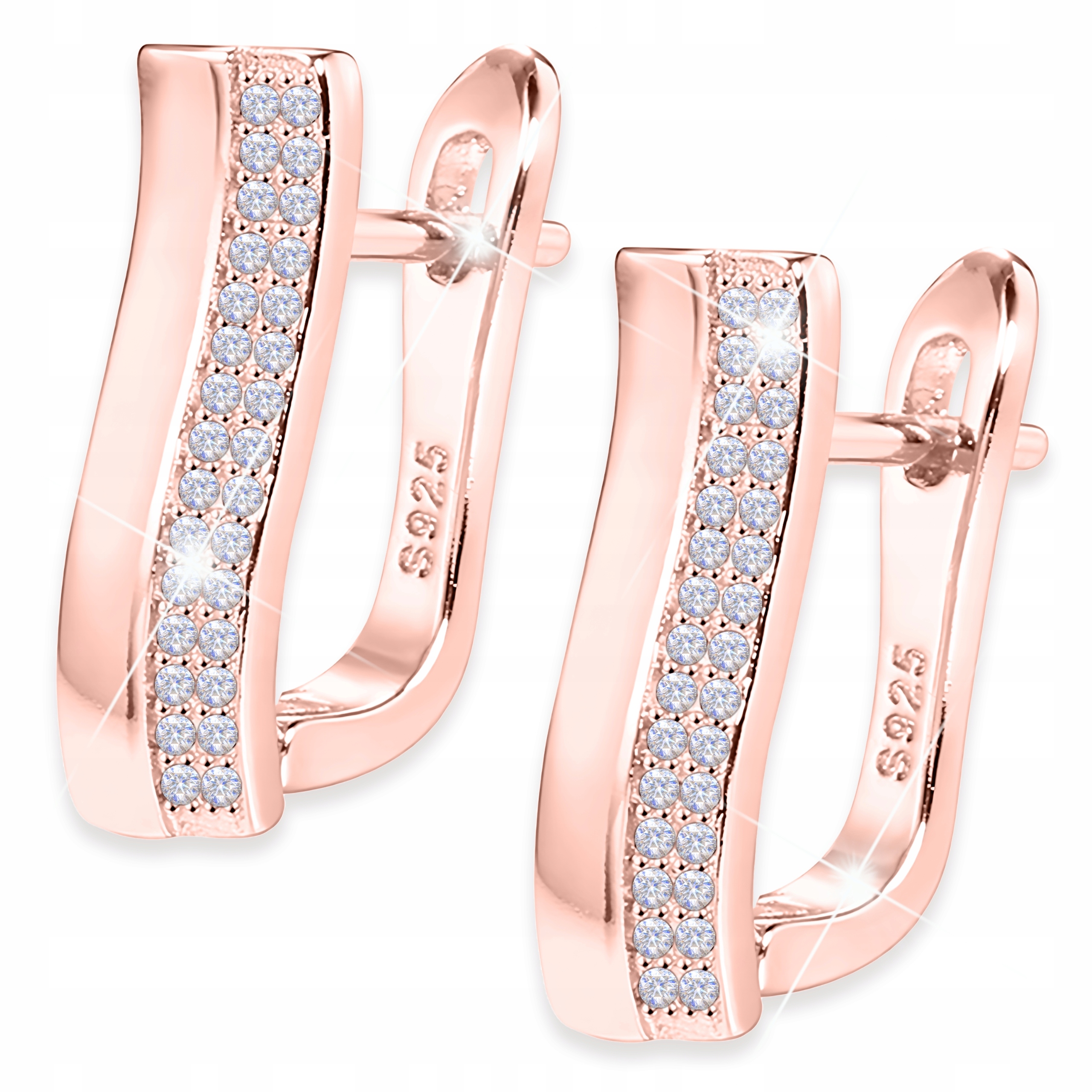 Náušnice Pozlacené s klipy na zirkony Zapínání Anglické Stříbro 925