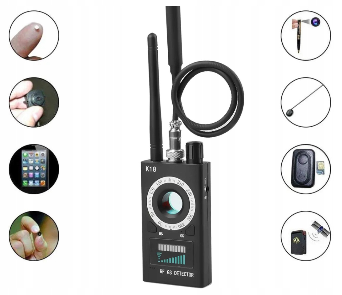 WYKRYWACZ DETEKTOR UKRYTYCH PODSŁUCHÓW LOKALIZATORÓW GPS LTE KAMER WIFI GSM Informacje o bezpieczeństwie CE