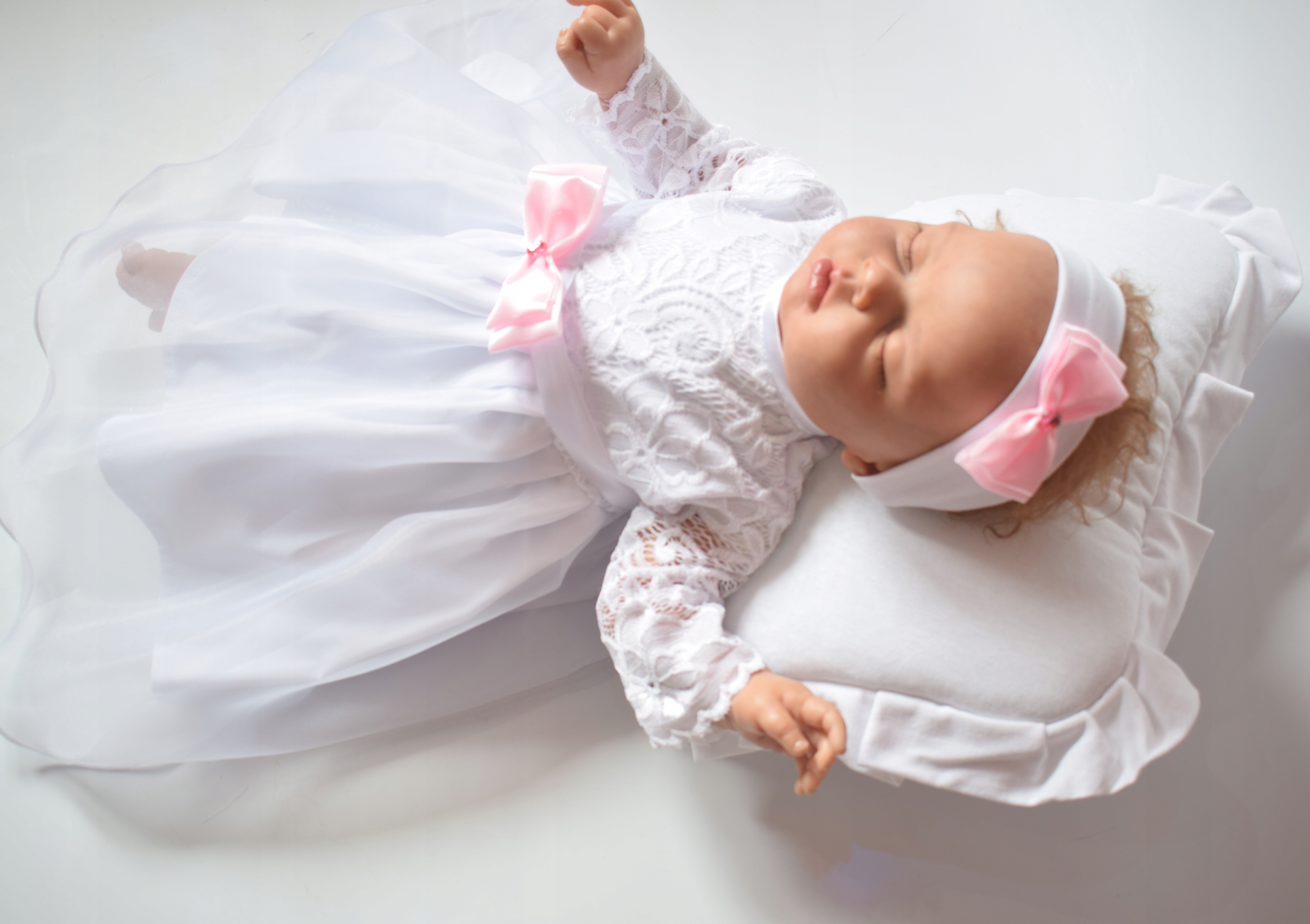 MAJA Bawełniana SUKIENKA CHRZEST koronka + OPASKA 86 Marka Inna marka