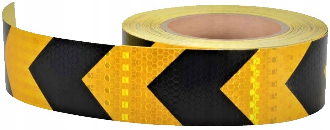 TAŚMA ODBLASKOWA SAMOPRZYLEPNA rolka 25 metrów 25M x 5CM strzałki żółta