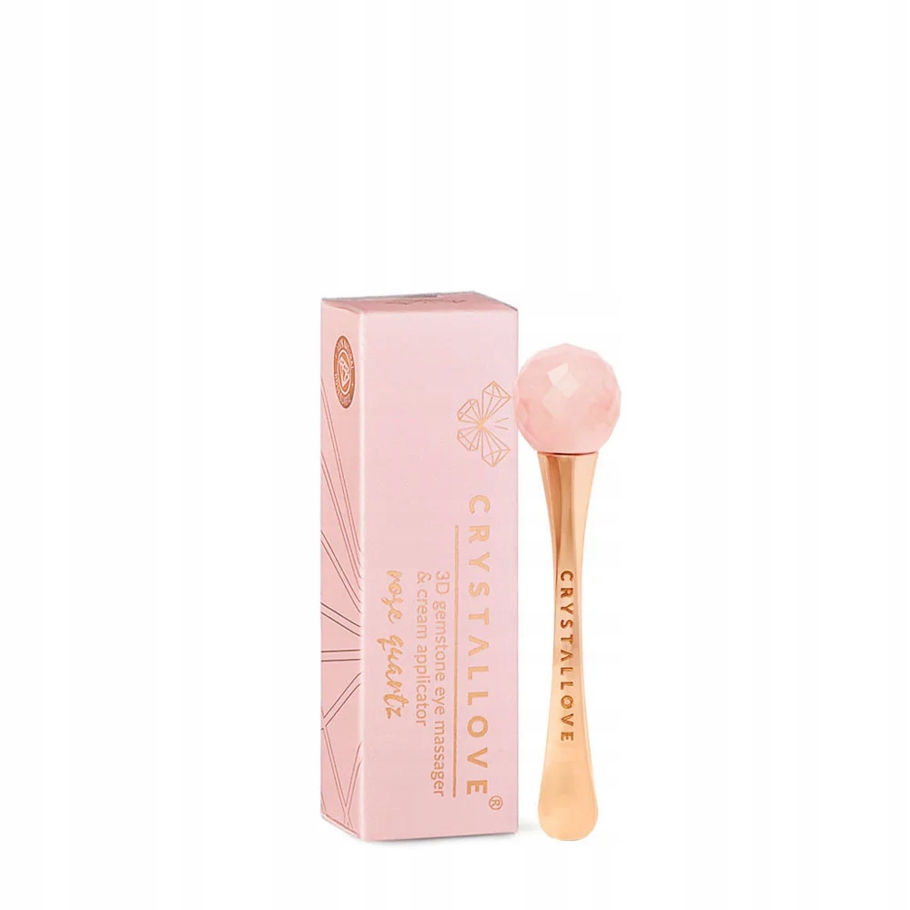 Crystallove Masážní Přístroj pod oči s růžovým křemenem a aplikátorem krému