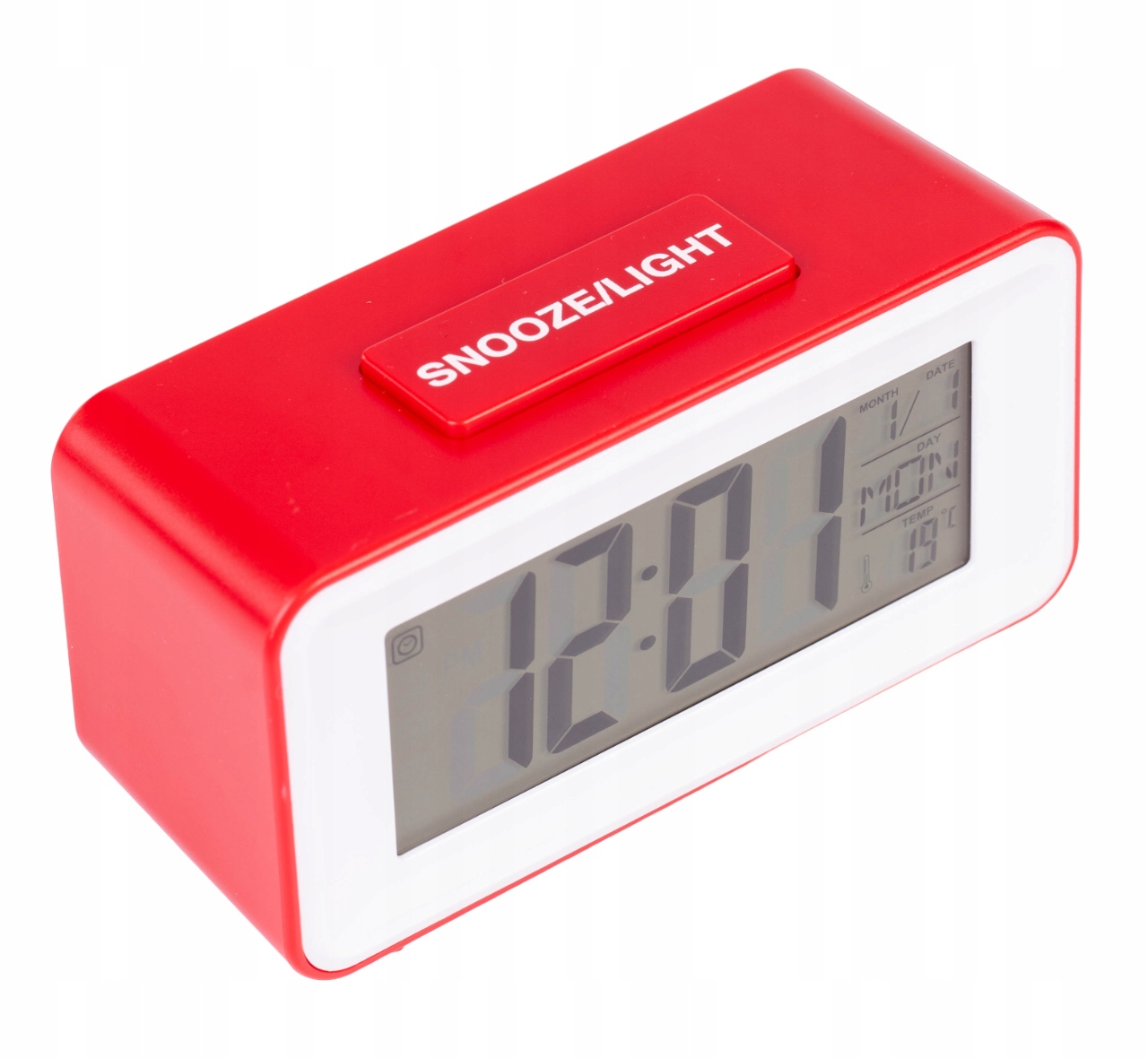 ZEGAR BUDZIK CYFROWY LCD TERMOMETR TIMER STEROWANY GŁOSEM CZERWONY Marka inna
