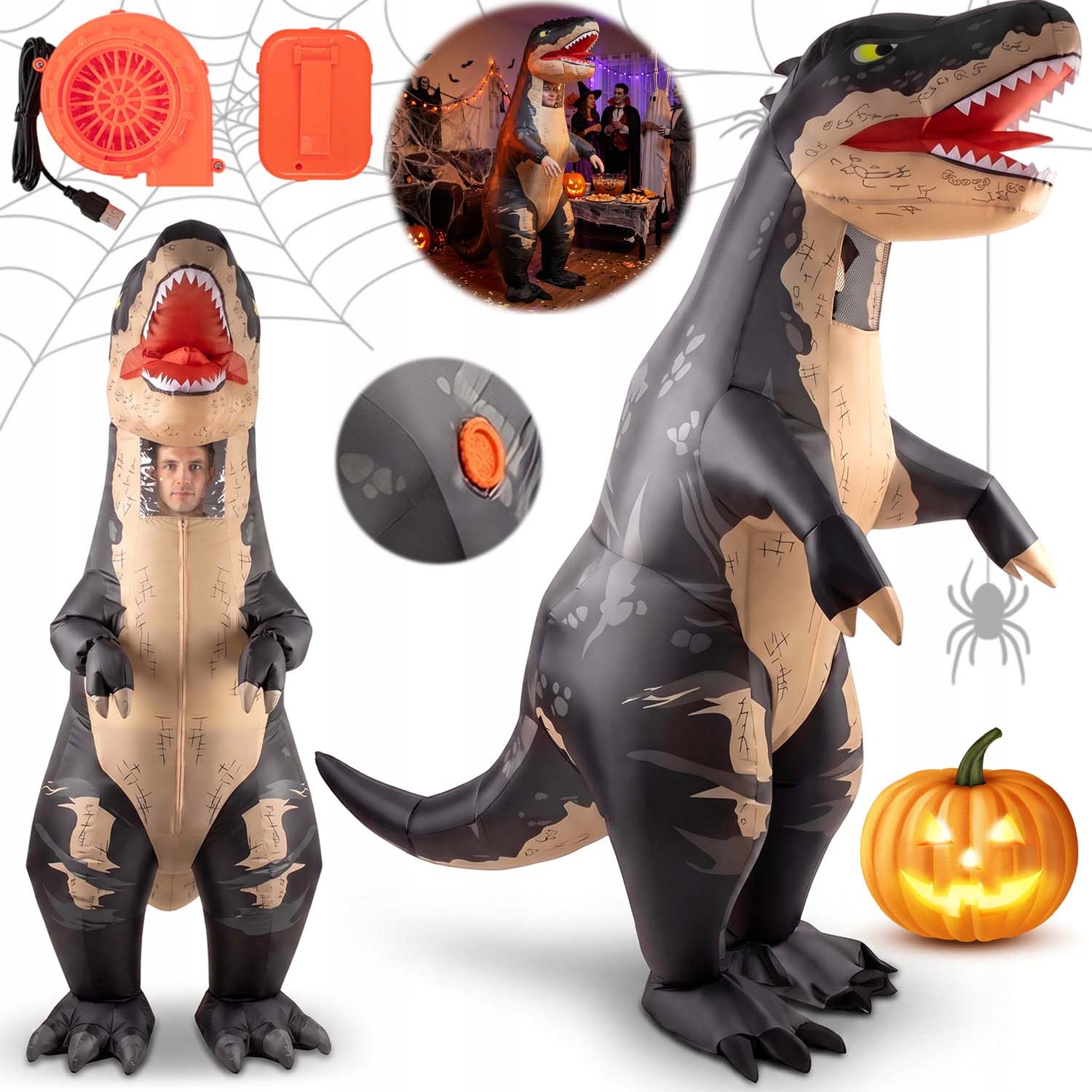 Kostým Nafukovací Kostým Dinosaurus T-rex Gigant Obrovský XL Pro 160CM-190CM
