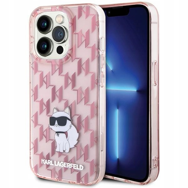Pouzdro pro iPhone 15 Pro Max Karl Lagerfeld Monogram Choupette Růžové