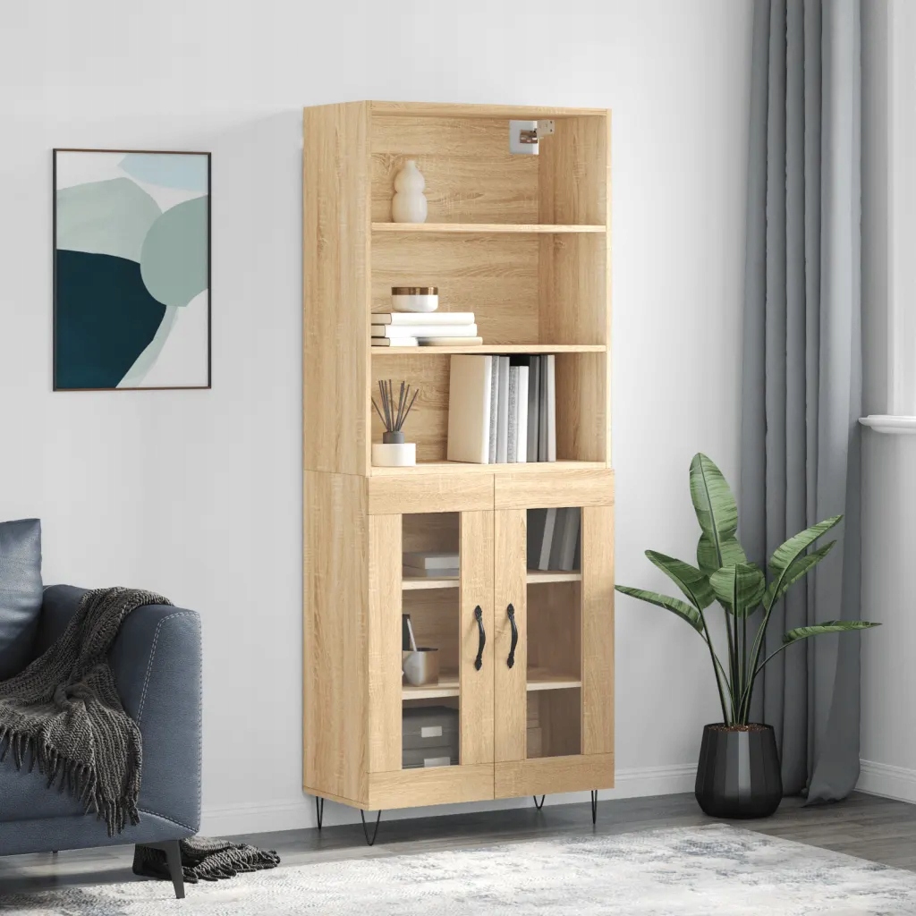 Skříň highboard dub sonoma 69,5 x 34 x 180 cm kompozitní dřevo Hnědá 318931